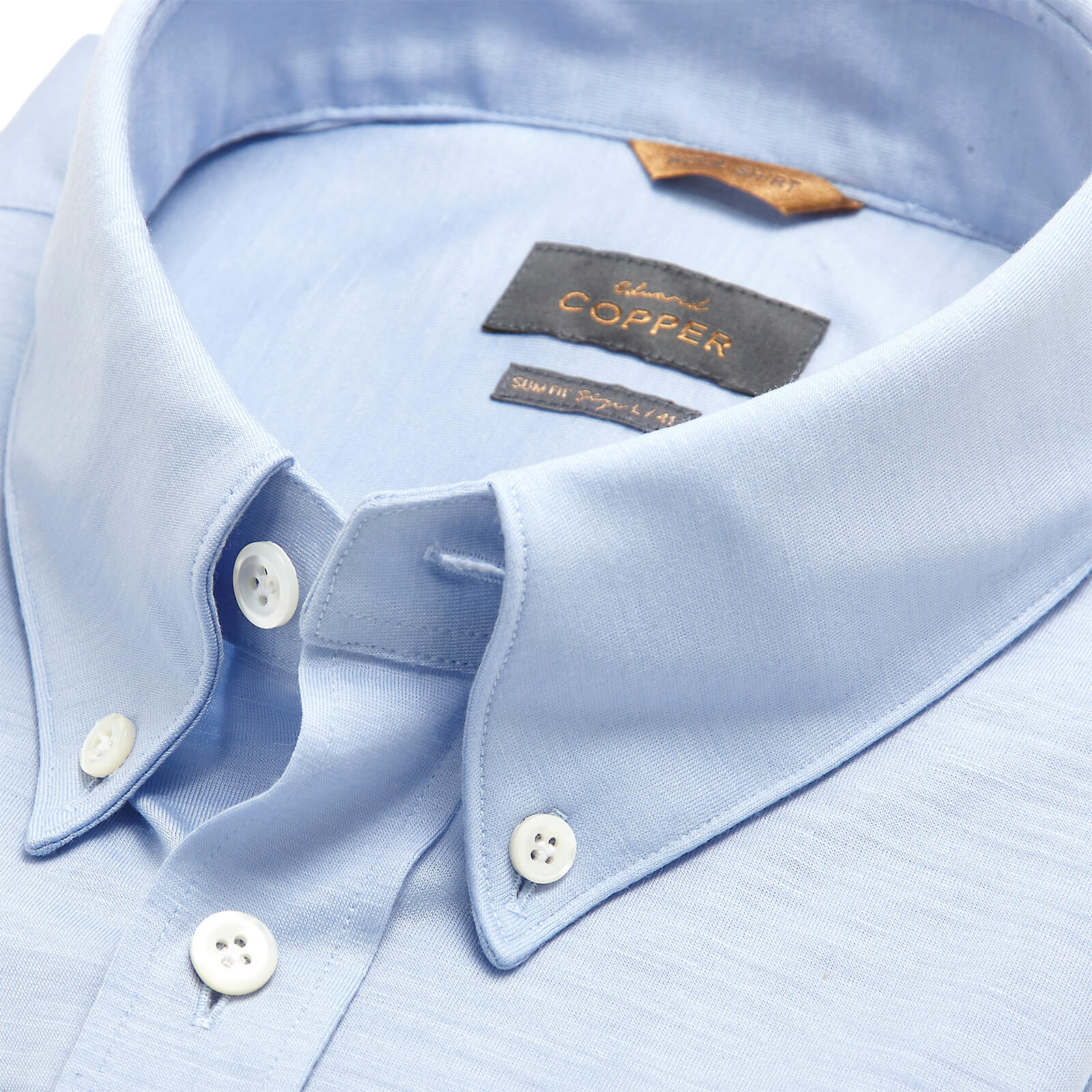 Button-Down Jersey Hemd aus Wolle Hellblau