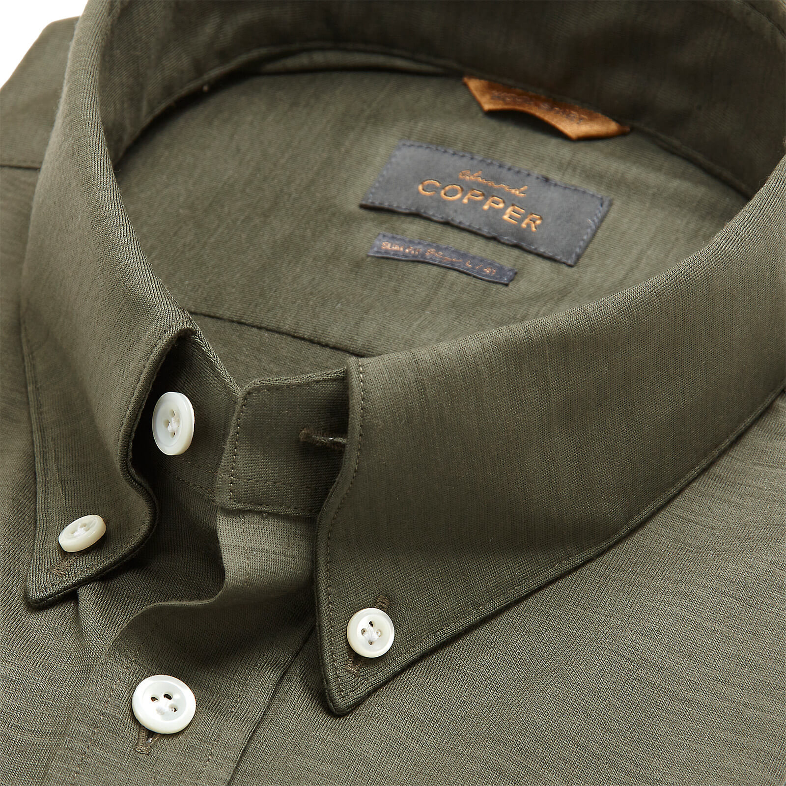 Button-Down Jersey Hemd aus Wolle Khaki