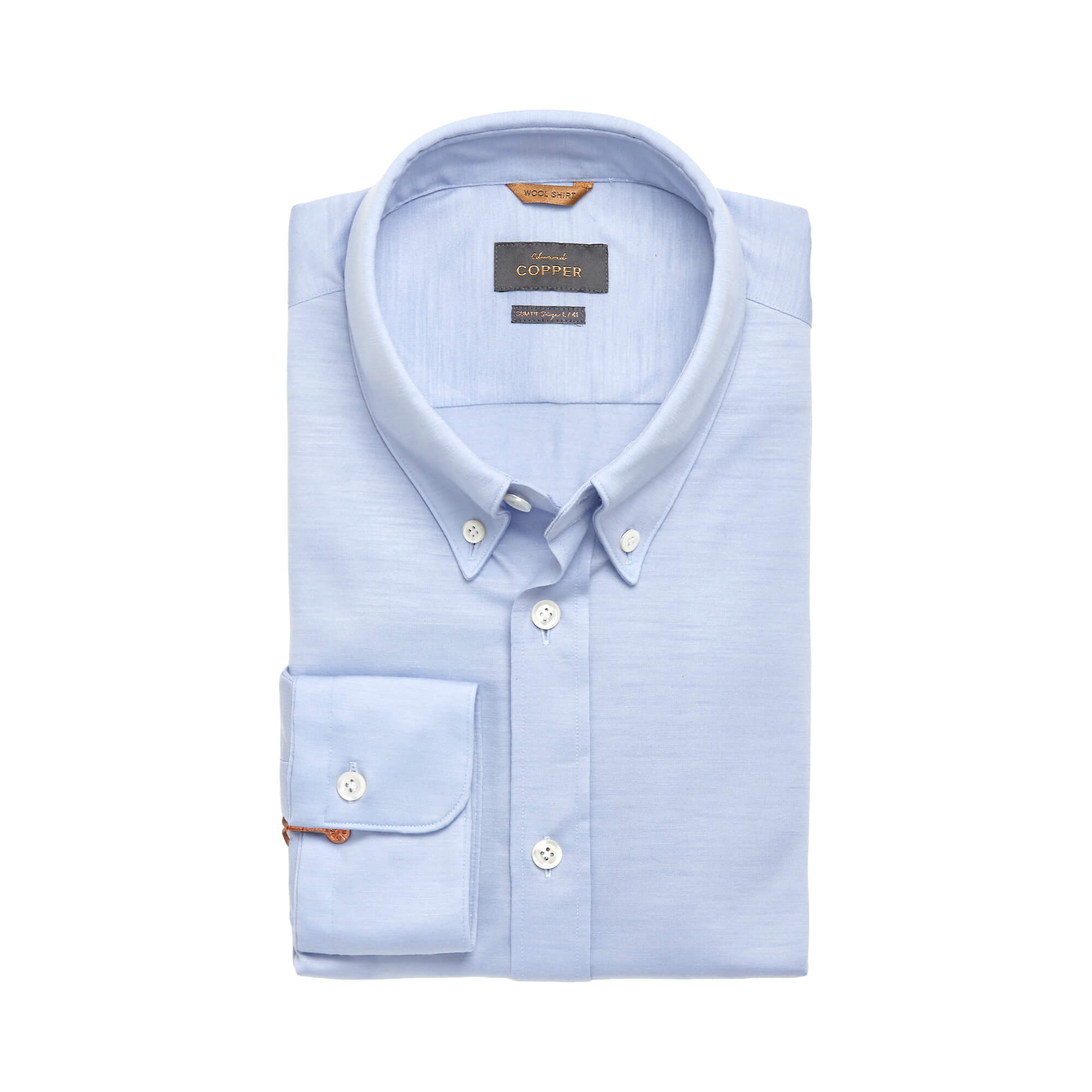 Button-Down Jersey Hemd aus Wolle Hellblau