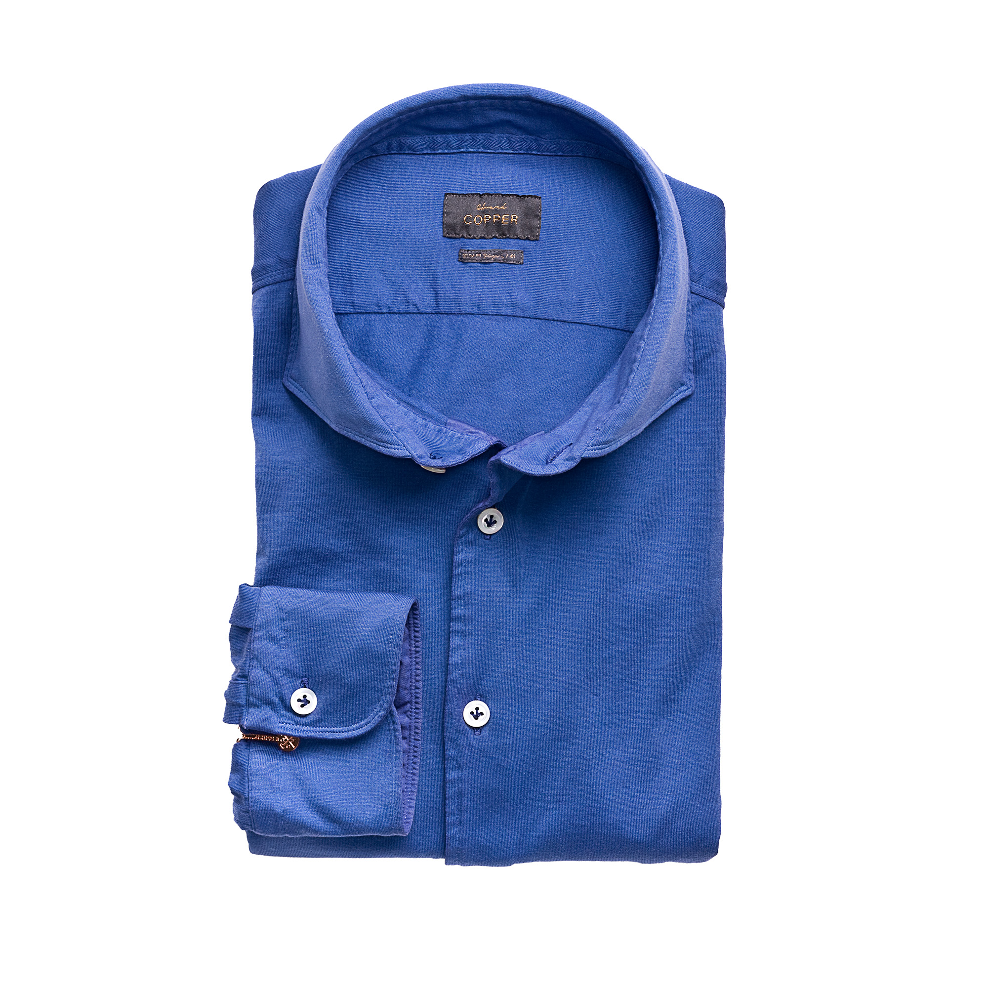 Edward Copper Slim Fit Jersey Hemd Royalblau Dan