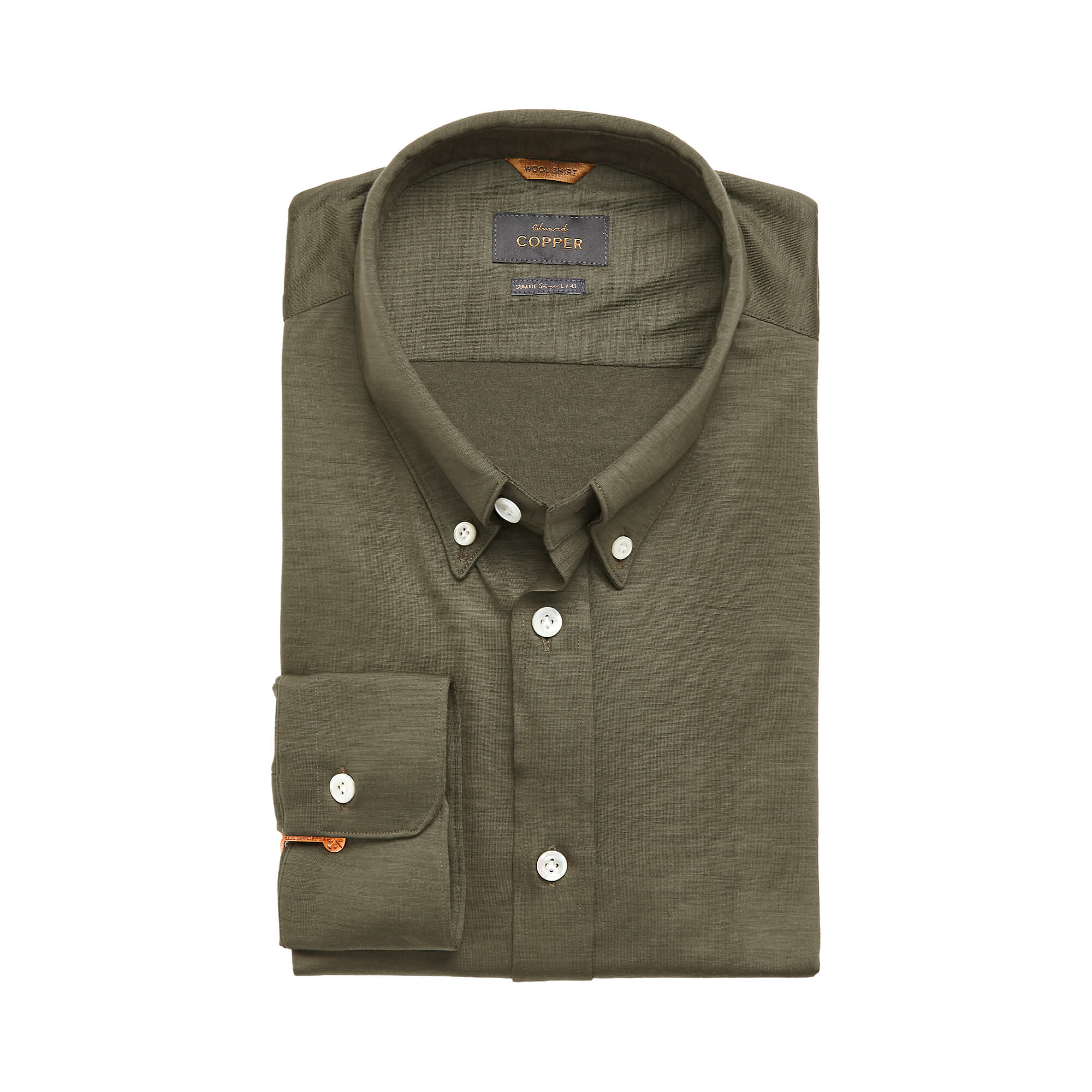 Button-Down Jersey Hemd aus Wolle Khaki