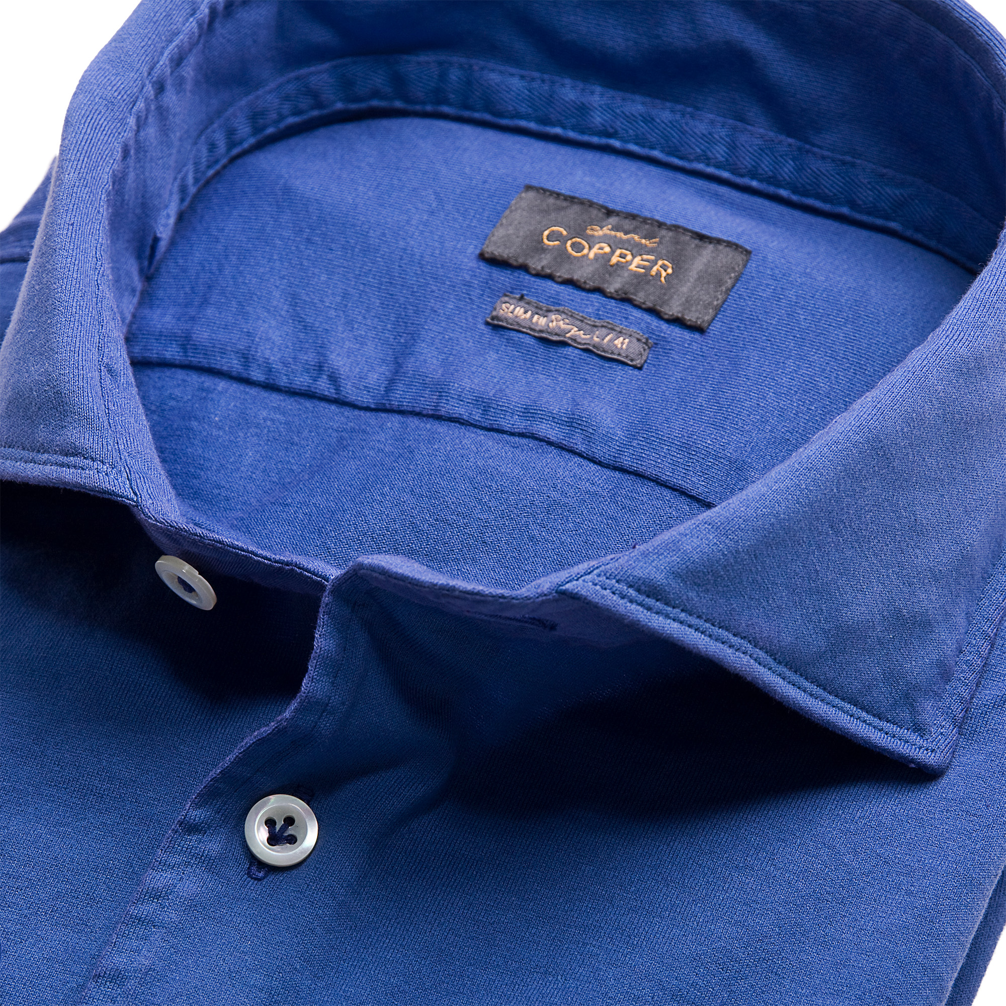 Edward Copper Slim Fit Jersey Hemd Royalblau Dan