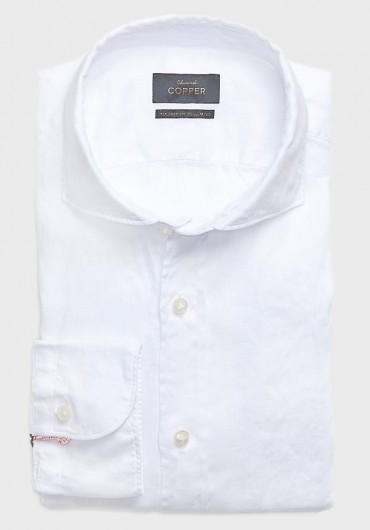 Leinen Casual Hemd Weiß 